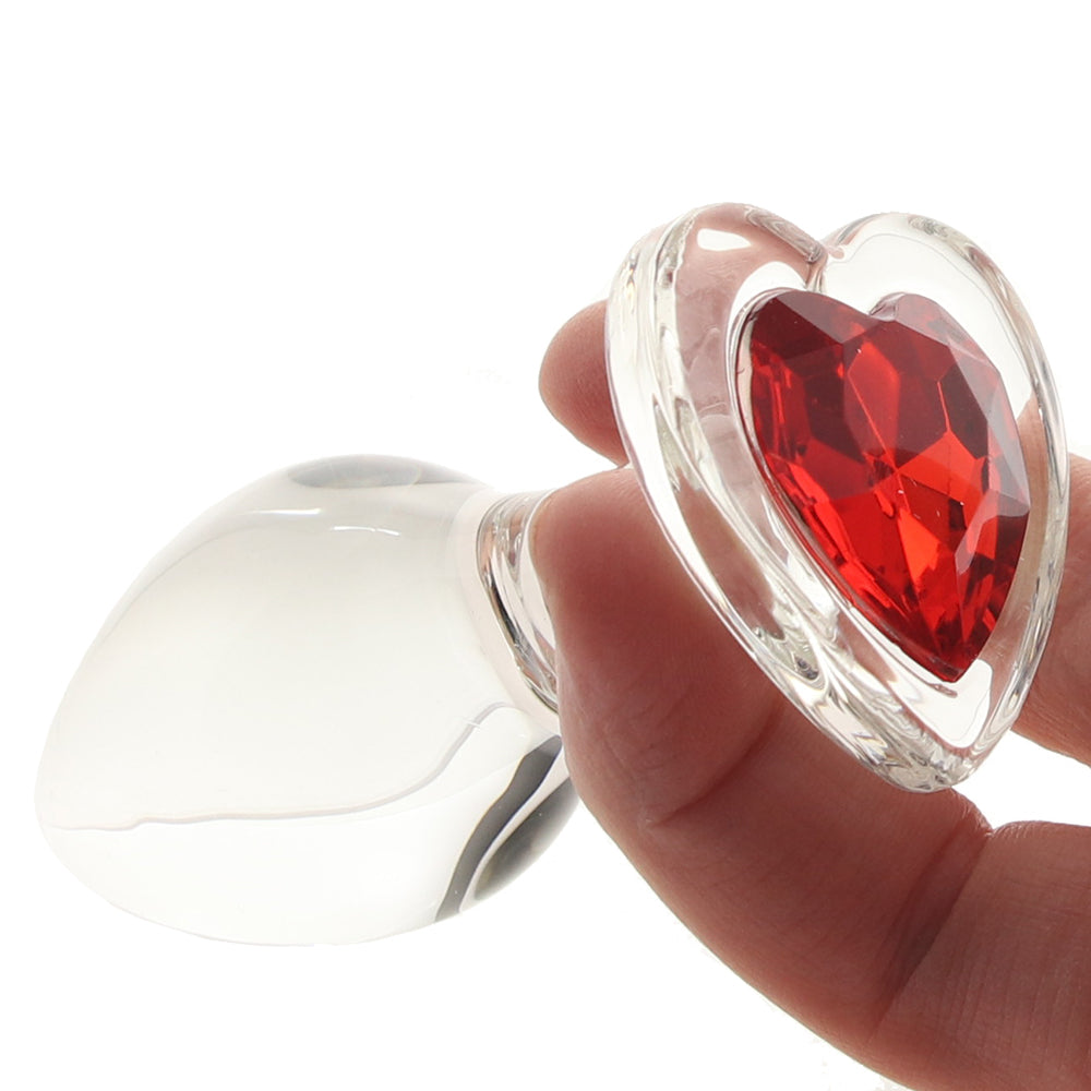 Crystal Desires Red Heart Glass Plug in Medium