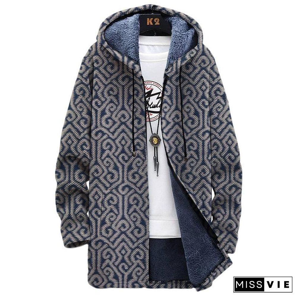 MEN'S PRINTED HOODED FLEECE JACKET 08704761YM