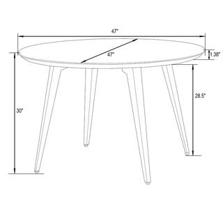 Leisuremod Ravenna 47 in. Modern Round Wood Dining Table with Metal Legs in Dark Brown RTM47BR