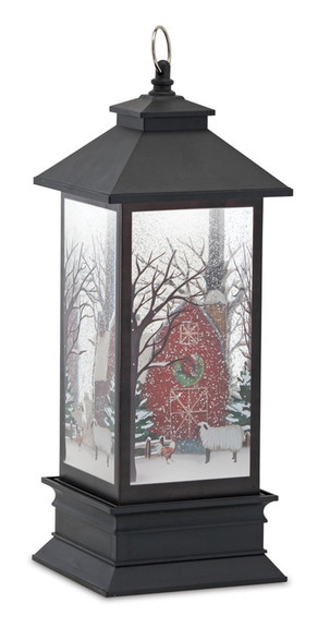 Melrose 81290DS Barn Snow Globe Lantern 11.5H Acr...