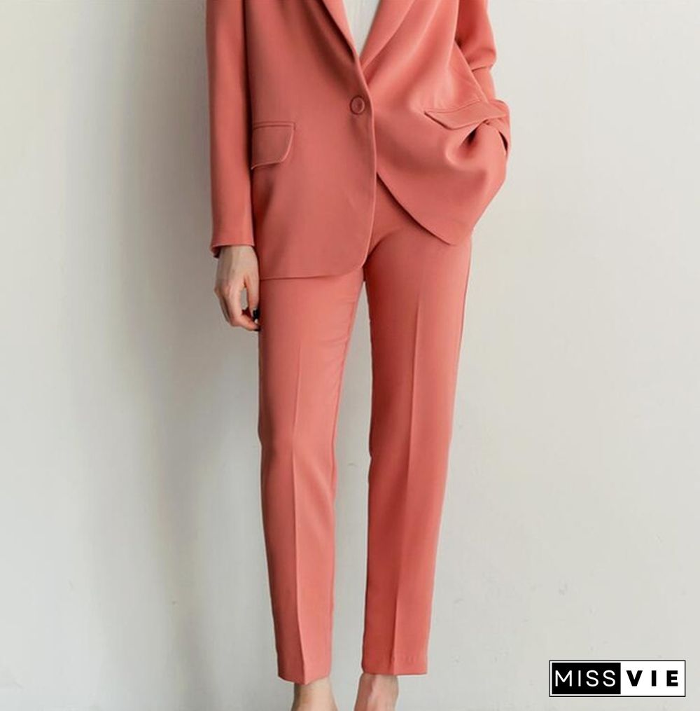 New Professional Business Work Suits With 2 Piece Jackets + Pants For Ladies Office Blazers Outfits Female Trousers Sets