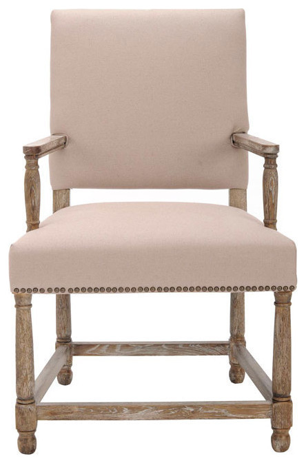 Tolen Arm Chair With Brass Nail Heads Taupe   French Country   Armchairs And Accent Chairs   by Rustic Home Furniture Deco  Houzz