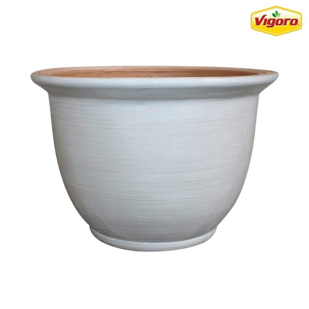 Vigoro 18.8 in. Giselle Large Chalk Resin Composite Planter (18.8 in. D x 12.4 in. H) With Drainage Hole CMX-057710