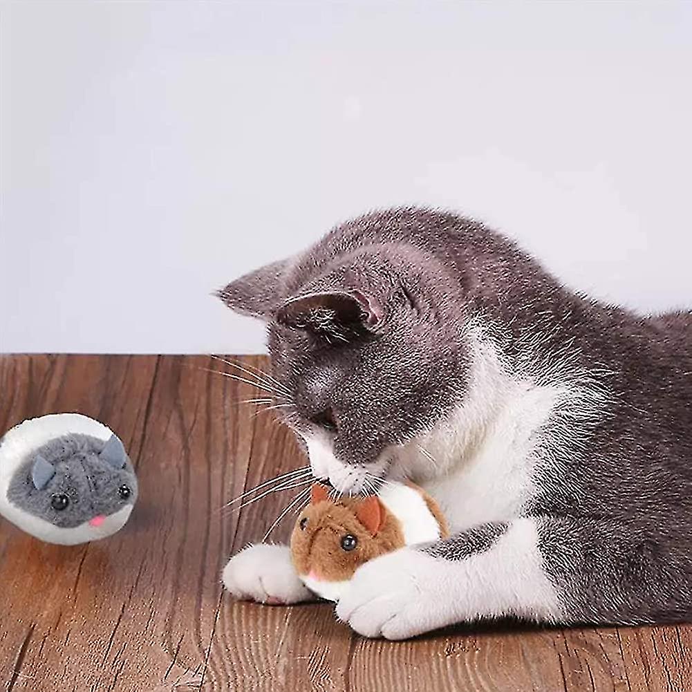 Miman Interactive Cat Toy Cat Toy， 2 Pieces Plush Mouse， Automatic Cat Mouse Toy， Cat