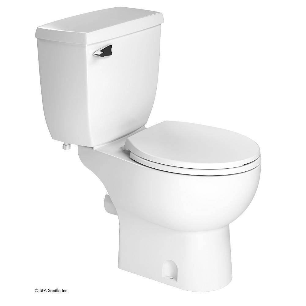 Saniflo SaniAccess2 2-Piece 1.28 GPF Single Flush Round Toilet with 0.5 HP Macerating Pump in White 081.083.005