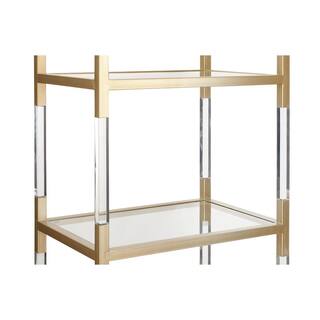 Litton Lane 5 Shelves Acrylic Stationary Gold Shelving Unit with Clear Glass Top and Acrylic Legs 56936