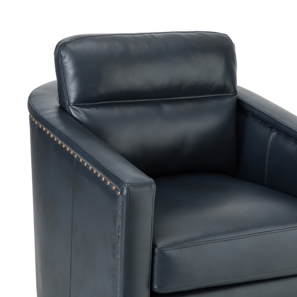 Marion 28.74  x27 x27Wide Genuine Leather Swivel Chair   Transitional   Armchairs And Accent Chairs   by Karat Home  Houzz