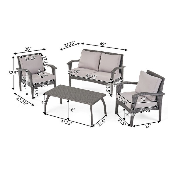 Honolulu Outdoor 4piece Cushioned Wicker Seating Set by Christopher Knight Home