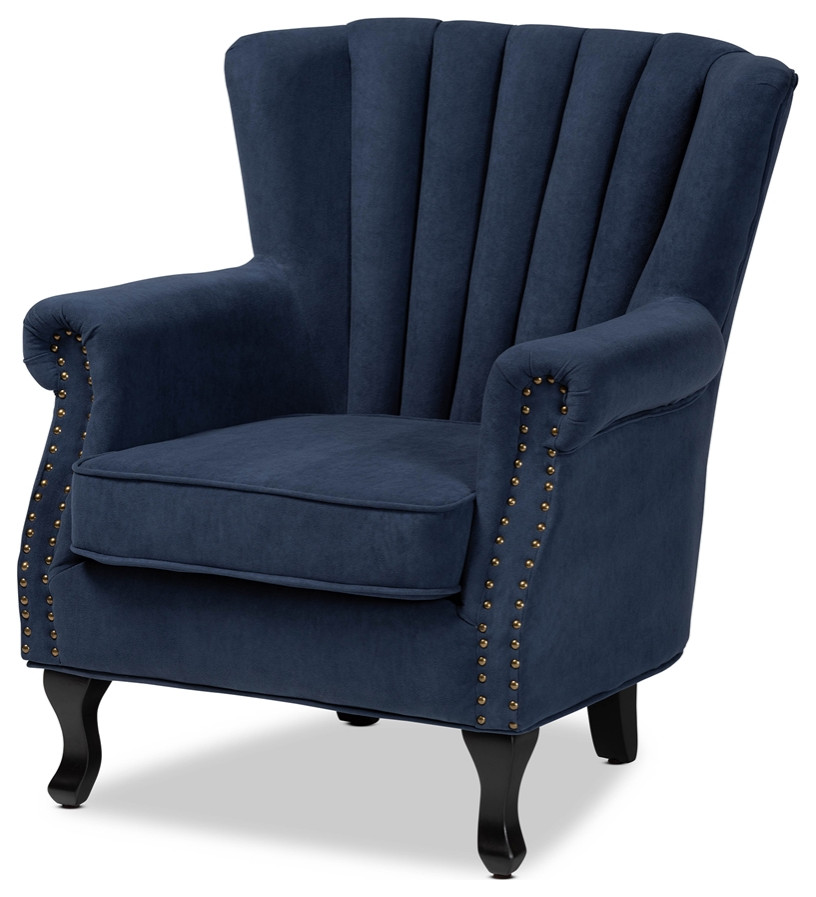 Classic Traditional Velvet Fabric Upholstered Dark Brown Wood Armchair   Traditional   Armchairs And Accent Chairs   by Imtinanz  LLC  Houzz