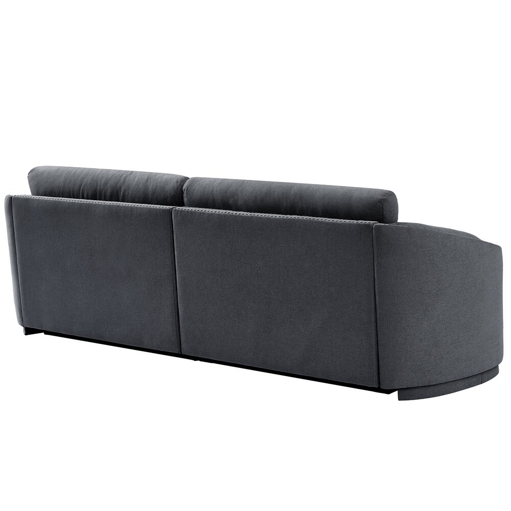 Modern 3 Seater/Plus Loveseat Sofa Polyester Upholstered Couch with Semilunar Arm and Rivet Detailing for Living Room