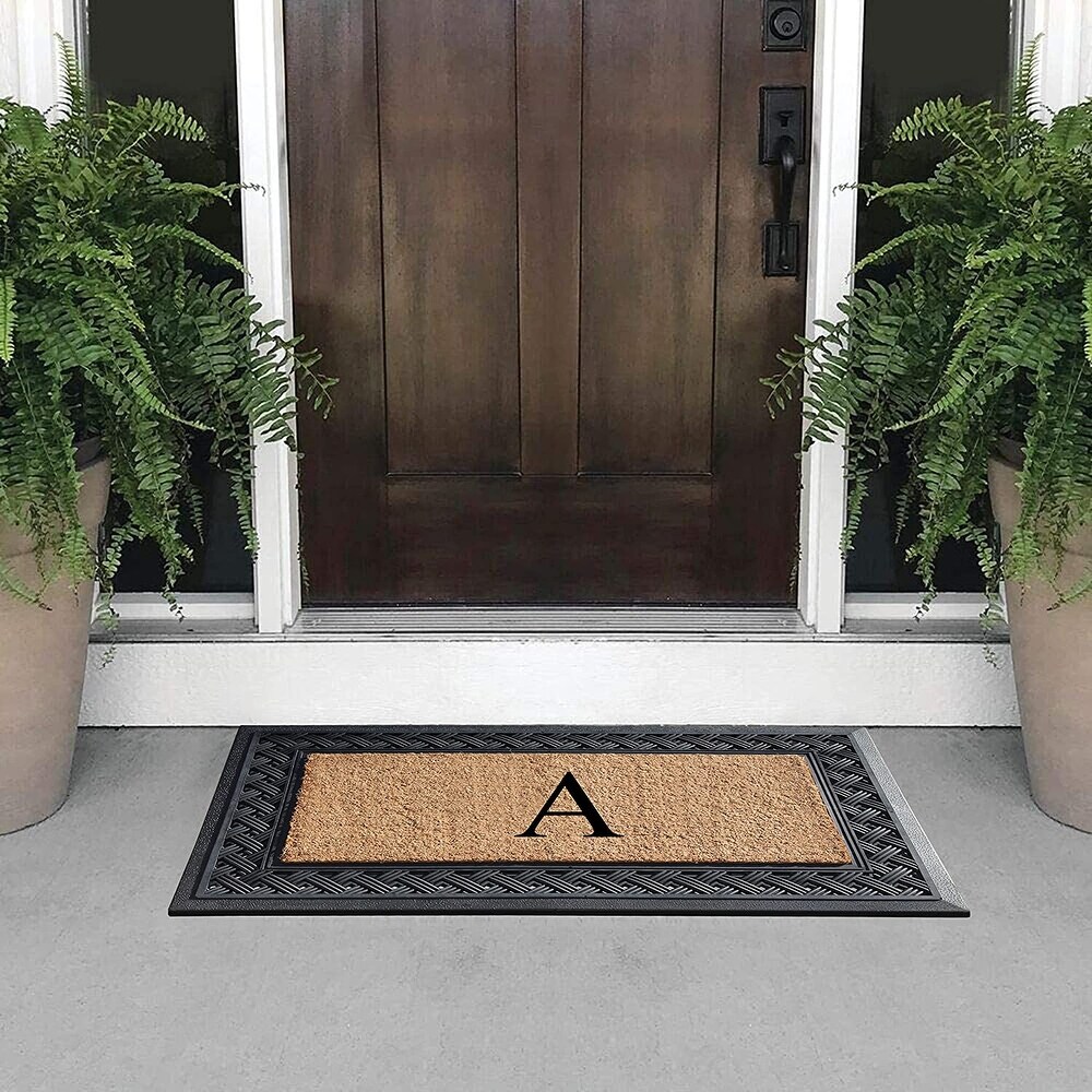 A1HC Paisley Border Rubber and Coir Large Heavy Duty Outdoor Monogrammed Doormat  23\