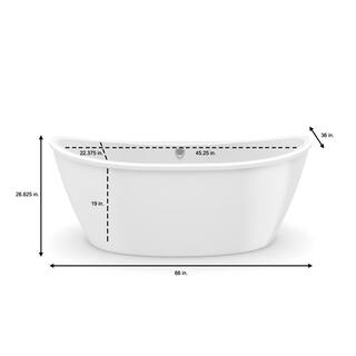 MAAX Delsia 66 in. Fiberglass Center Drain Non-Whirlpool Flatbottom Freestanding Bathtub in White 106193-000-002-104