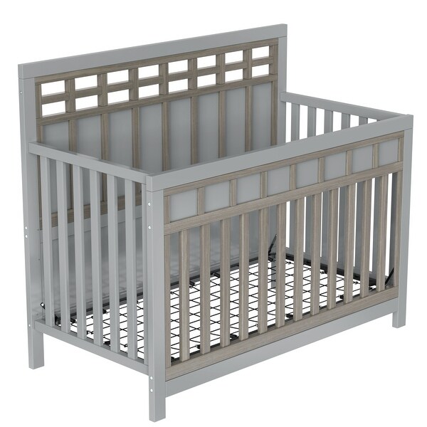 3 Pieces Nursery Sets Baby Crib and Changer Dreeser with Removable Changing Tray - - 37797197