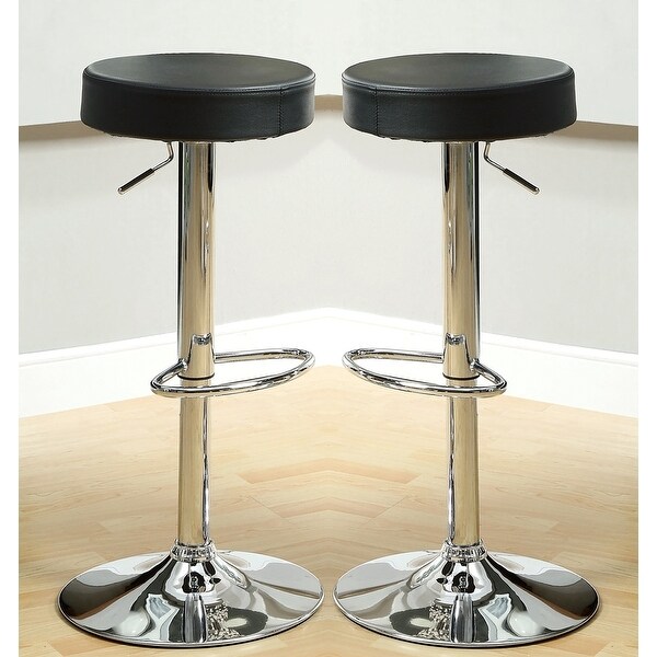 Modern Clean Design Swivel Black Seat With Chrome Pedestal Adjustable Stool