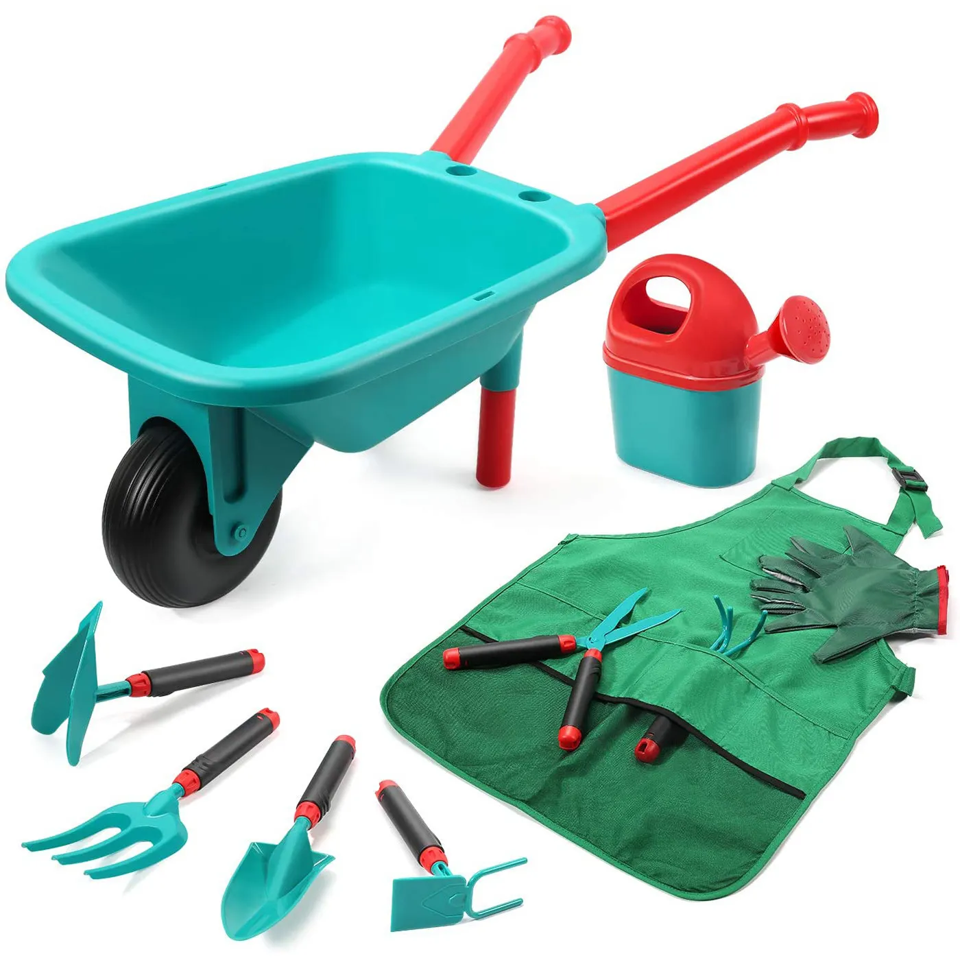 Cheap green sky blue Children's tools garden wheelbarrow kid's toys garden hand tools garden set