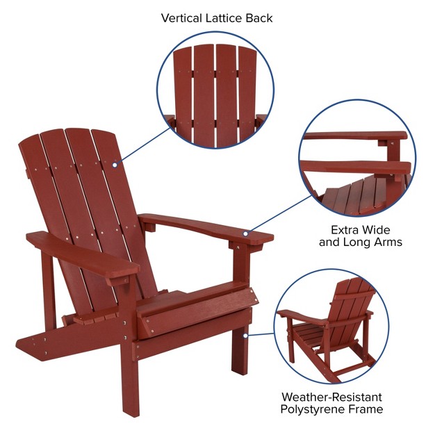 Flash Furniture 2 Pack Charlestown All weather Poly Resin Wood Adirondack Chairs With Side Table