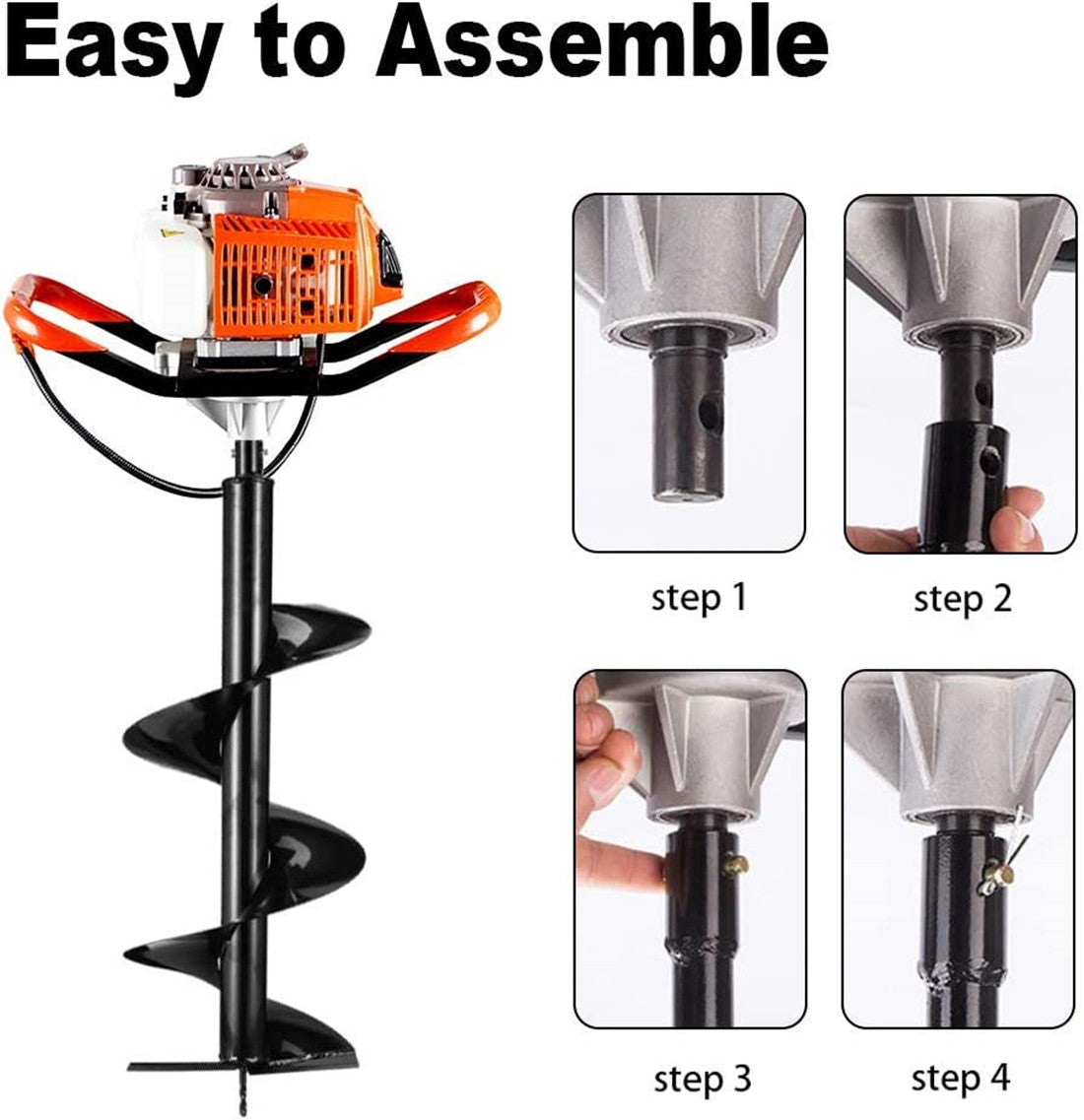 Dc House Hand-Held Gas Powered 62cc Post Hole Digger with 6"10"12" Earth Augers Extension Rods 3 Packages