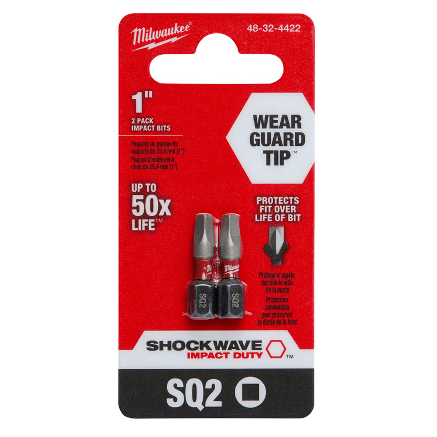 MW Shockwave Square #2 X 1 in. L Screwdriver Bit Steel 2 pk