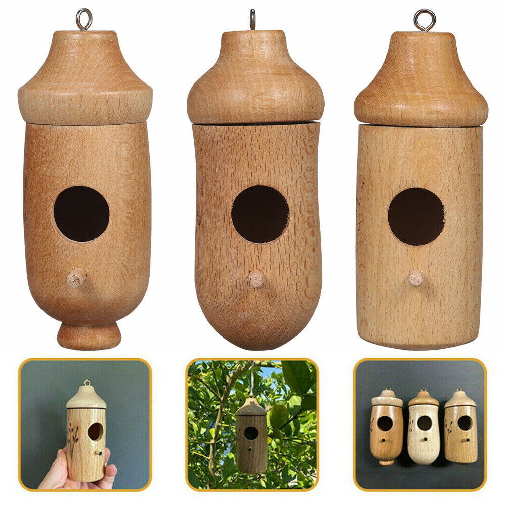 JahyShow Hummingbird House Wooden Hummingbird Nest Bird House Handicraft Bird Feeder Outdoor Garden Decoration