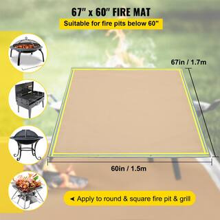 VEVOR Emergency Fire Pit Mat 67 in. x 60 in. Welding Blanket 1022F Fiberglass with 10 Steel Grommets for BBQ Oven Stove HTHSBDDW67X60N6UDV0