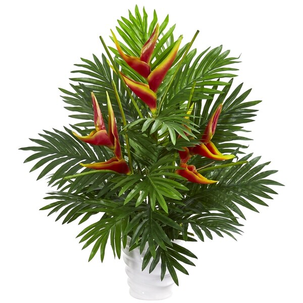 25 Heliconia and Areca Palm Artificial Arrangement