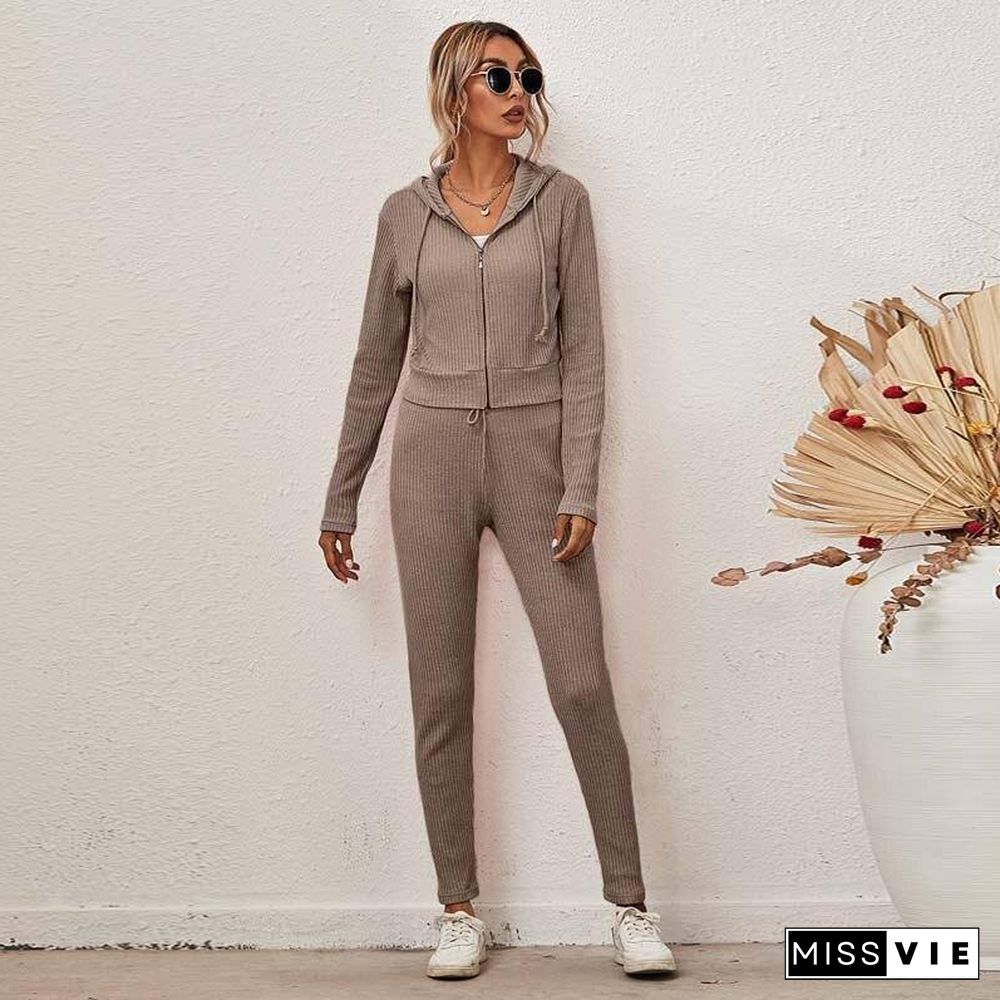 Autumn Winter Sweat Suits Women Tracksuit Pants Set Knitted Suit Female Two Piece Set Casual 2 Piece Outfits for Women