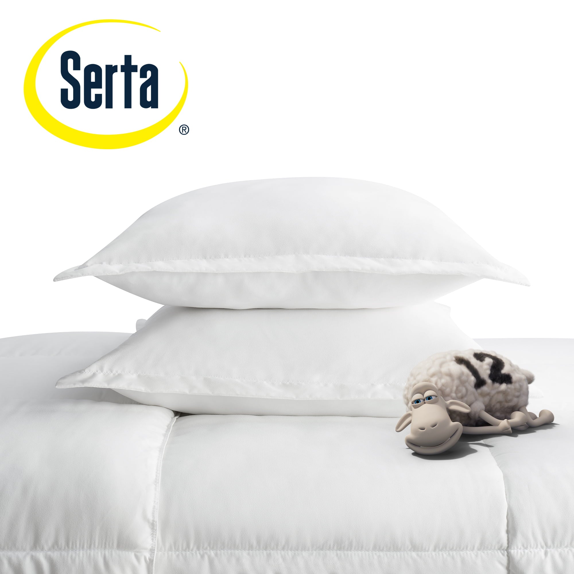 Serta Simply Clean Contemporary Solid Print 3 Piece Comforter Sets， with Pillow Shams