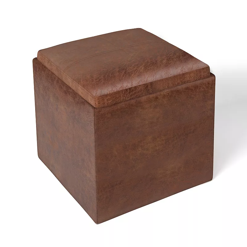 Simpli Home Rockwood Square Cube Storage Ottoman