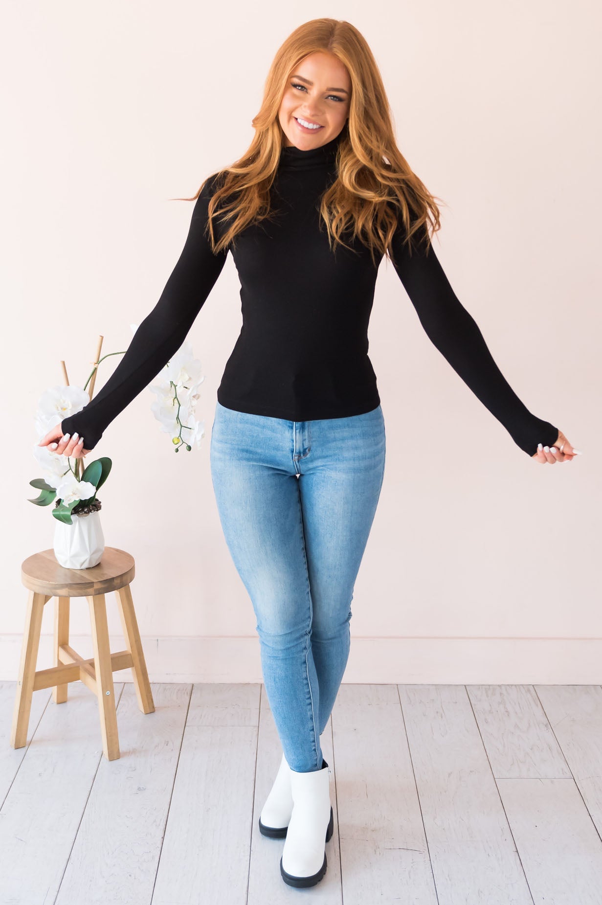 Sway Me Away Modest Turtleneck Top