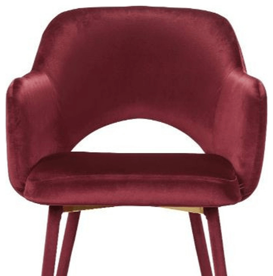 22 quotRed Velvet And Gold Solid Color Parsons Chair   Midcentury   Dining Chairs   by HomeRoots  Houzz