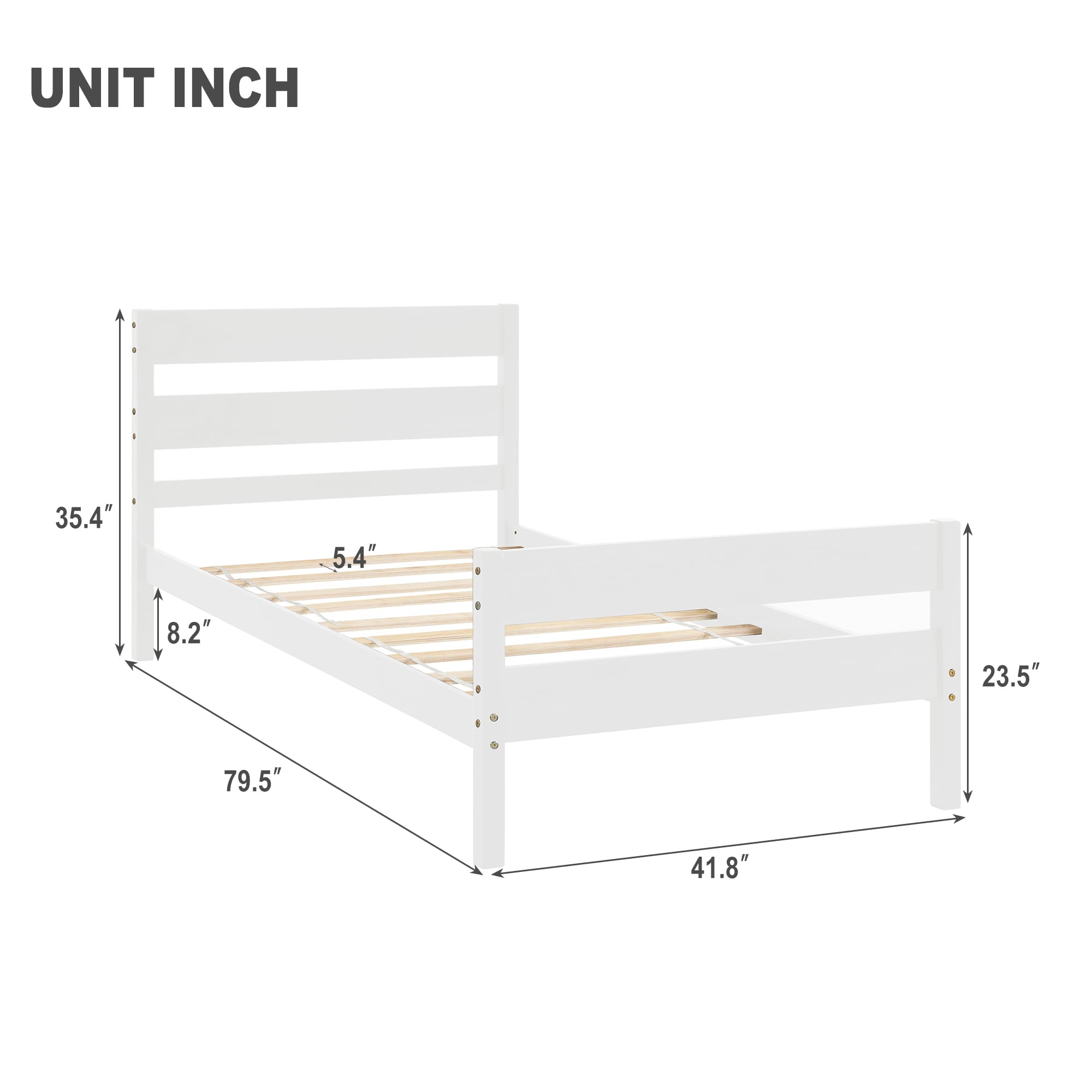 BTMWAY Wood Twin Bed Frame for Kids Adults, Solid Wood Platform Bed Frame with Headboard and Footboard, Modern Twin Size Bed Frame with Wooden Slats Support, No Box Spring Needed, White