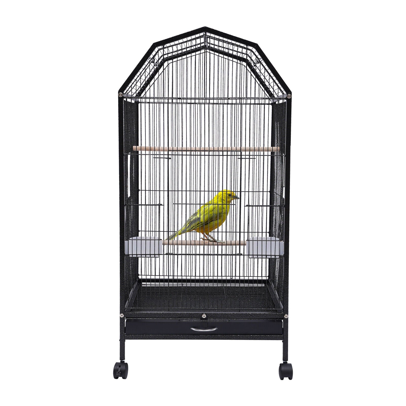 FETCOI Large Cockatiel Parakeet Finch Rolling Canary Cage Bird Cage w/ ladder and swing (Medium)