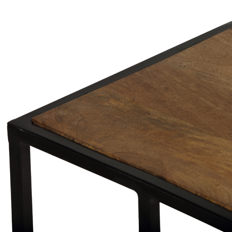 Bare Decor Toronto Accent C Table  Black Metal/Wooden Top  18x10   Industrial   Side Tables And End Tables   by CozyStreet  Houzz