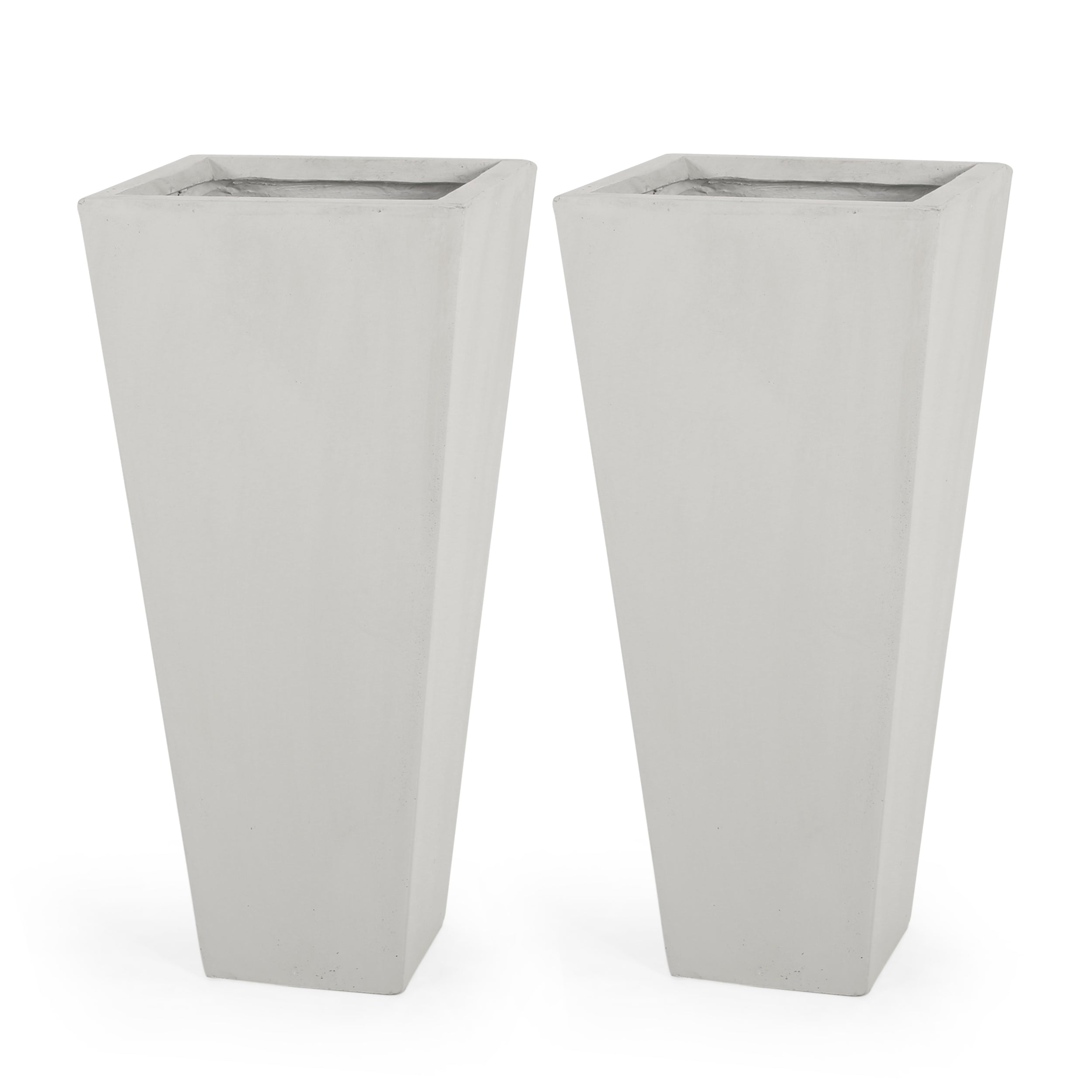 Toland Outdoor Modern Cast Stone Planters (Set of 2)