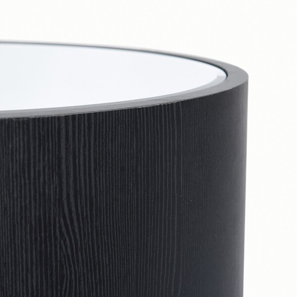 Dann Foley Lifestyle - Oval Side Table - Black Veneer， Inset Mirrored Table Top