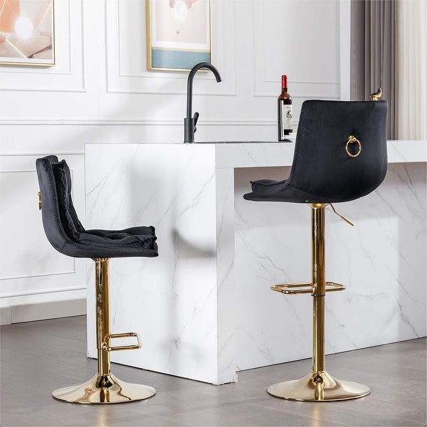 Set of 2 Bar Stools with Base Swivel Height Adjustable