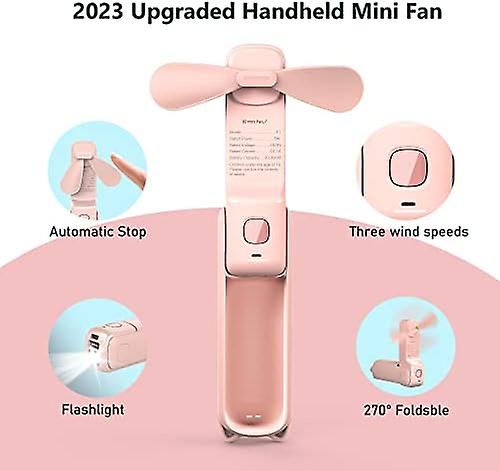 Portable Handheld Mini Fan with 3000mAh Battery - Foldable Travel Fan （pink）