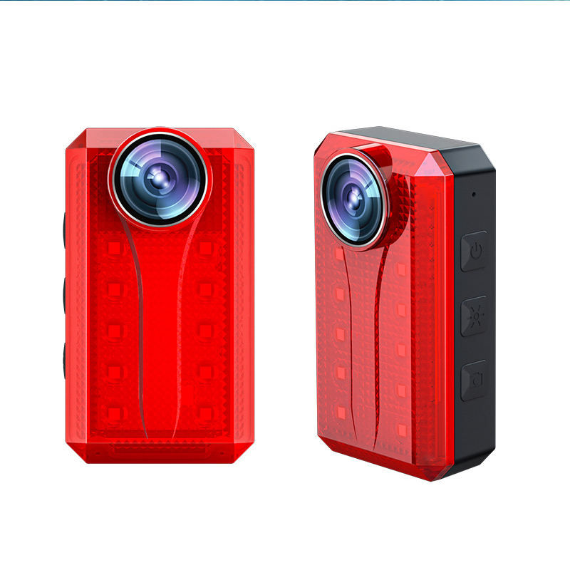 USB Rechargeable 1080p Bicycle Rear Cycling Flashlight Bike Camera with LED Tail Light