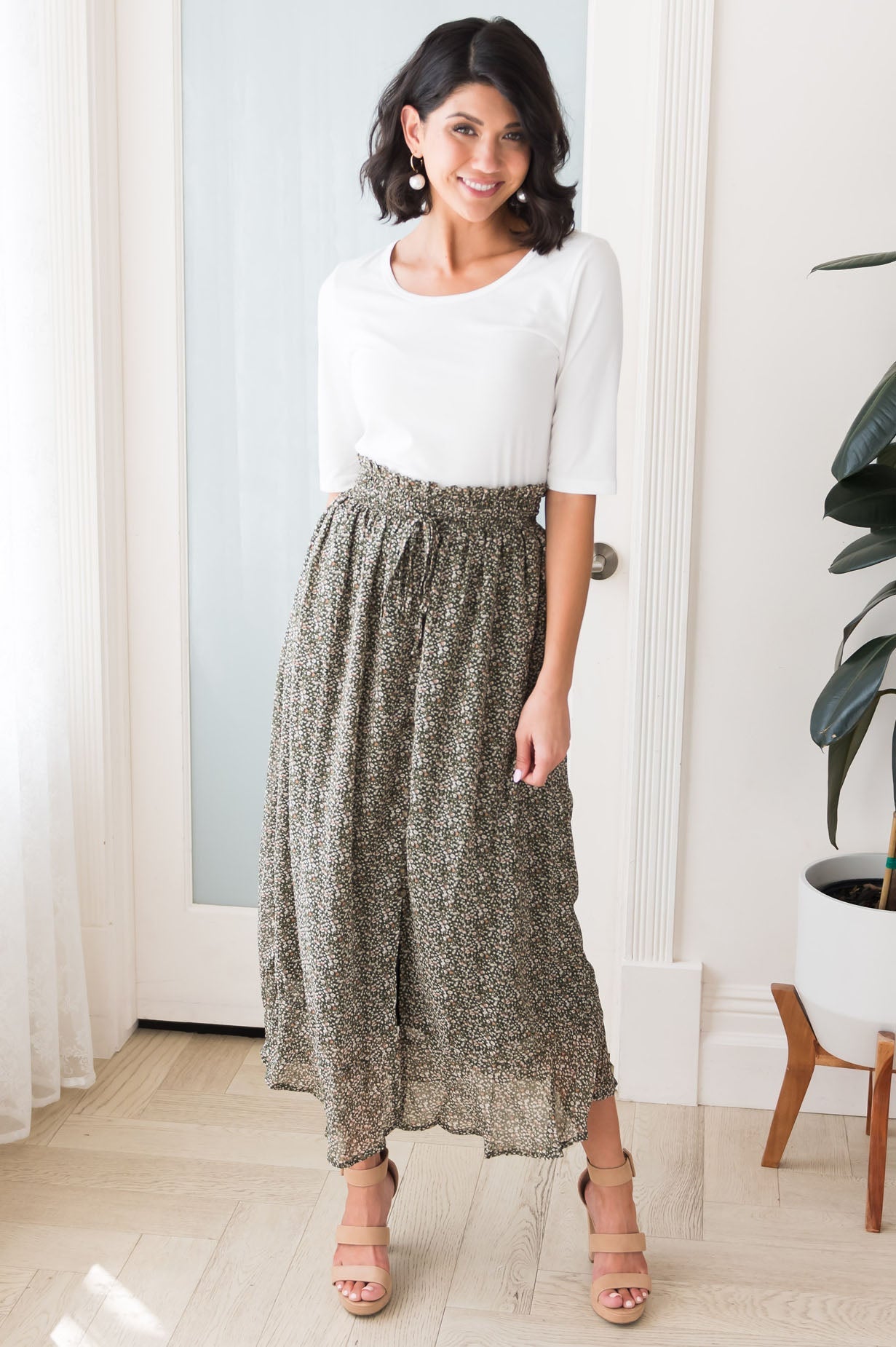 Fall Breeze Modest Button Skirt