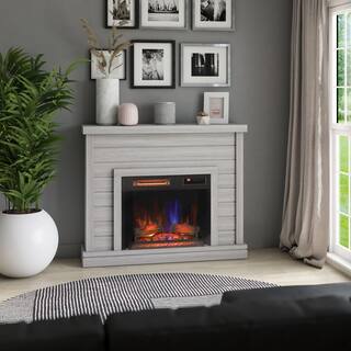 Twin Star Home 52 in. Shiplap Freestanding Electric Fireplace in Sargent Oak with 3D Fireplace Insert 28WM6603-PO101S