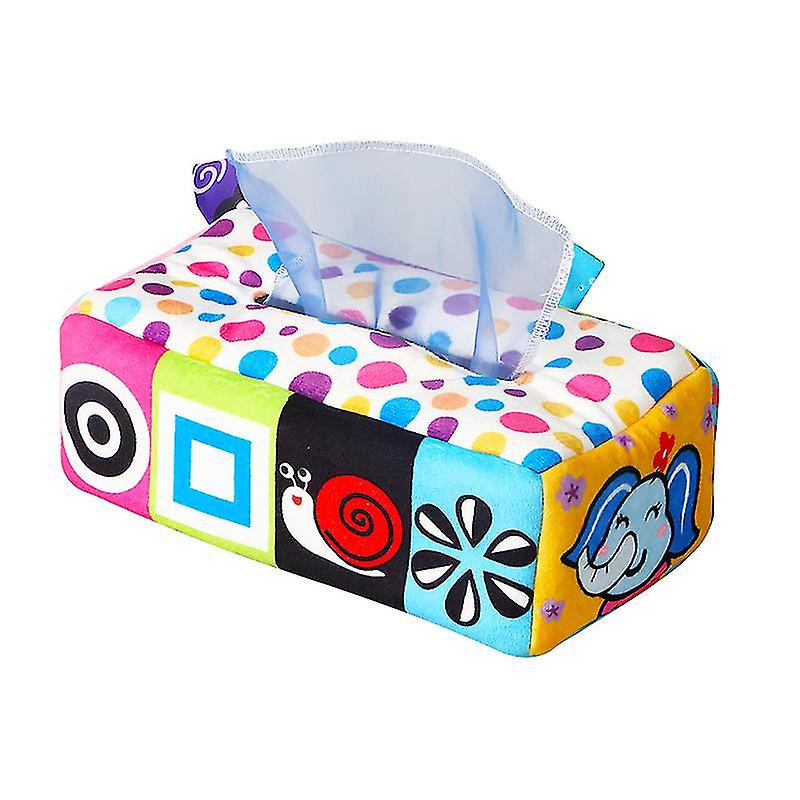 Baby Tissue Box Toy With 3 Crinkle Papers And 8 Colorful Scarves Magic Tissue Box Sensory Development High Contrast Tissue Box Toy (di Man)