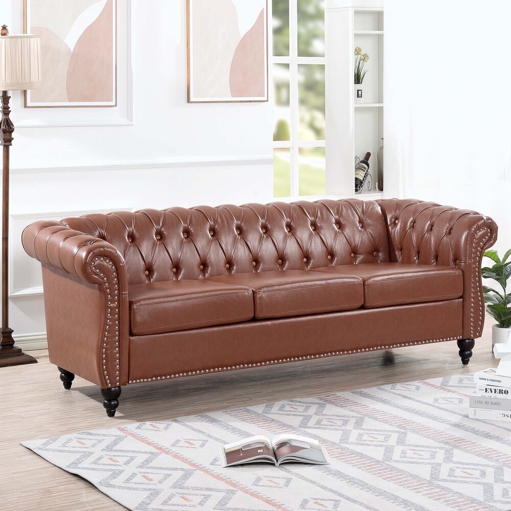 Comfortable Sofa For Living Room with tight pleated rolled arms