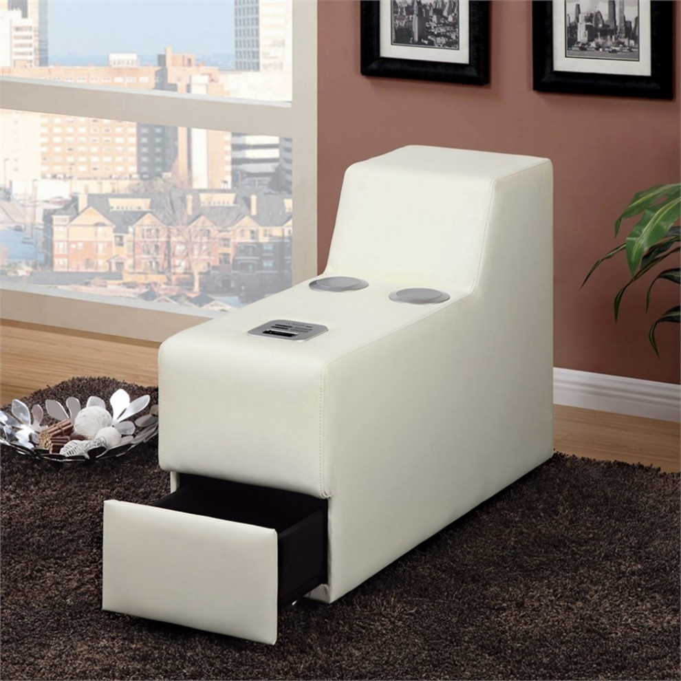 Furniture of America Contreras Faux Leather Storage Console in White   Contemporary   Side Tables And End Tables   by Homesquare  Houzz