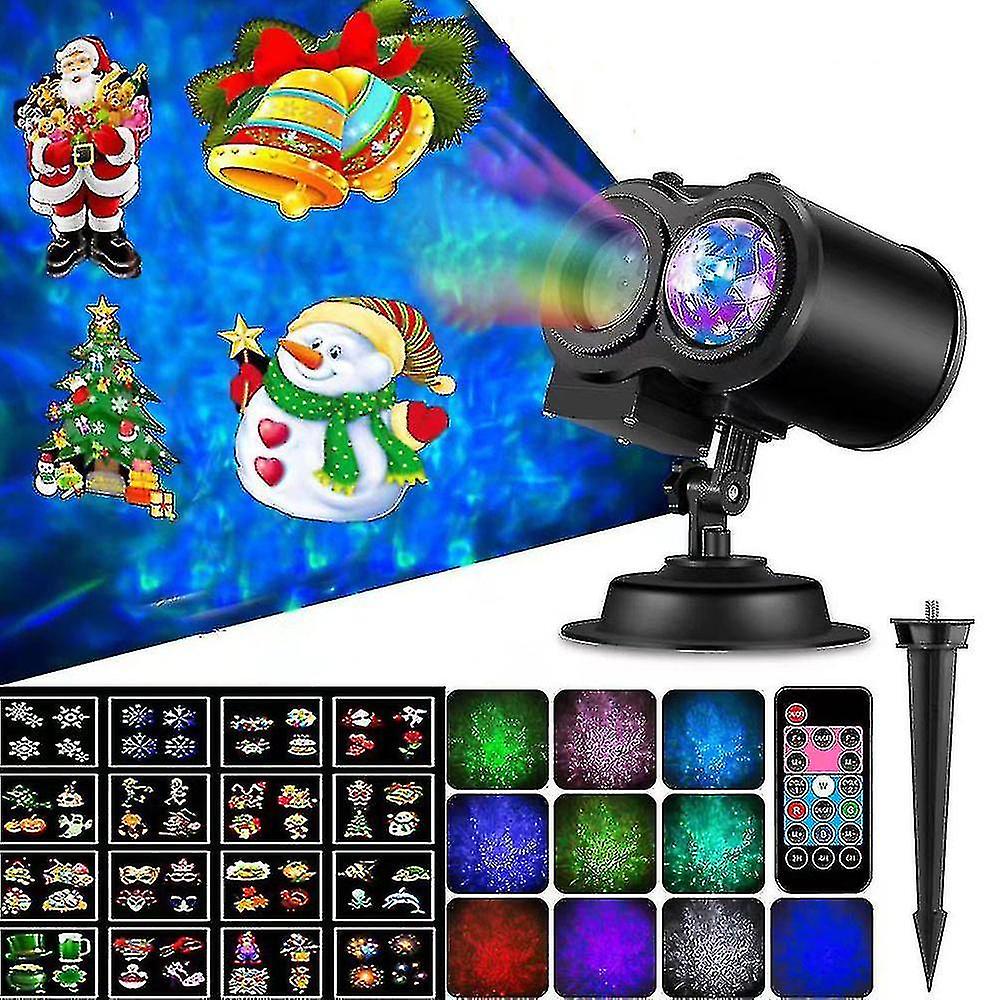 Christmas Projector Lights， 2-in-1 Ocean Wave Led Waterproof Light Outdoor Indoor Light For Theme Ho