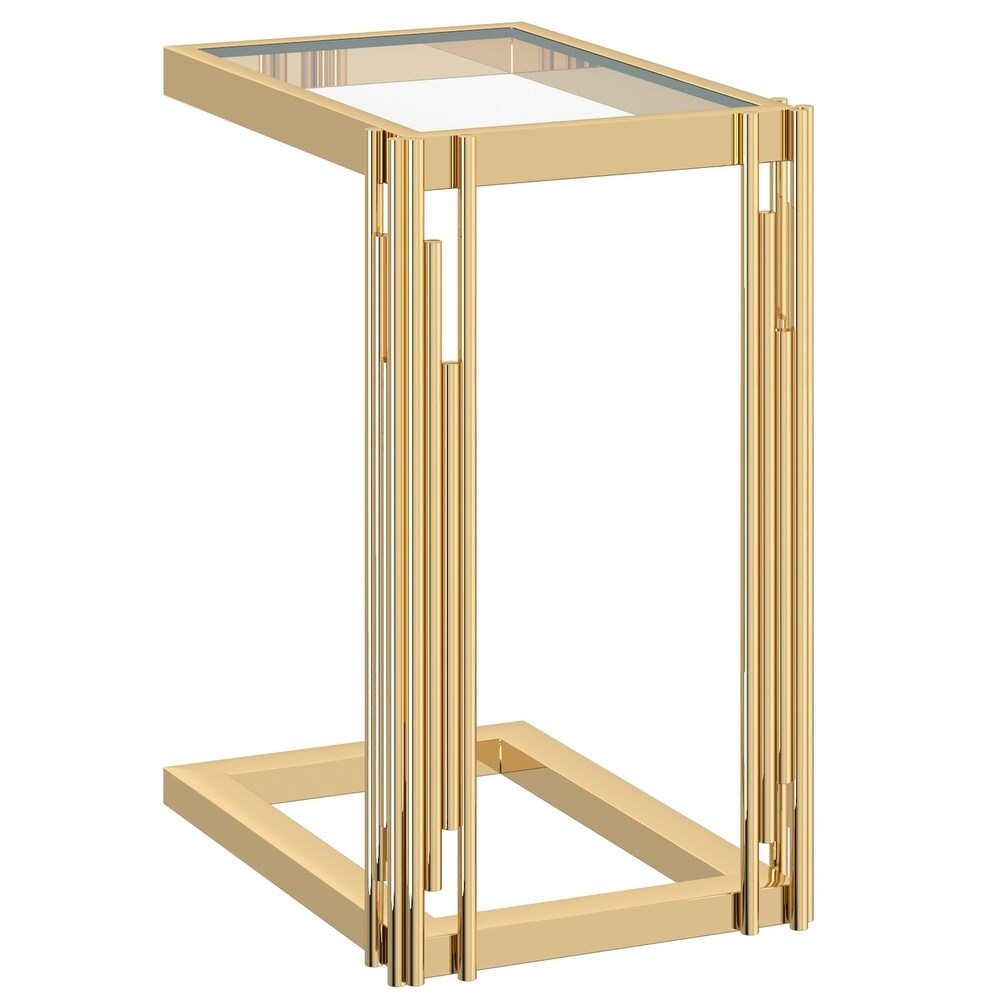 Contemporary Metal and Glass Small Accent Table