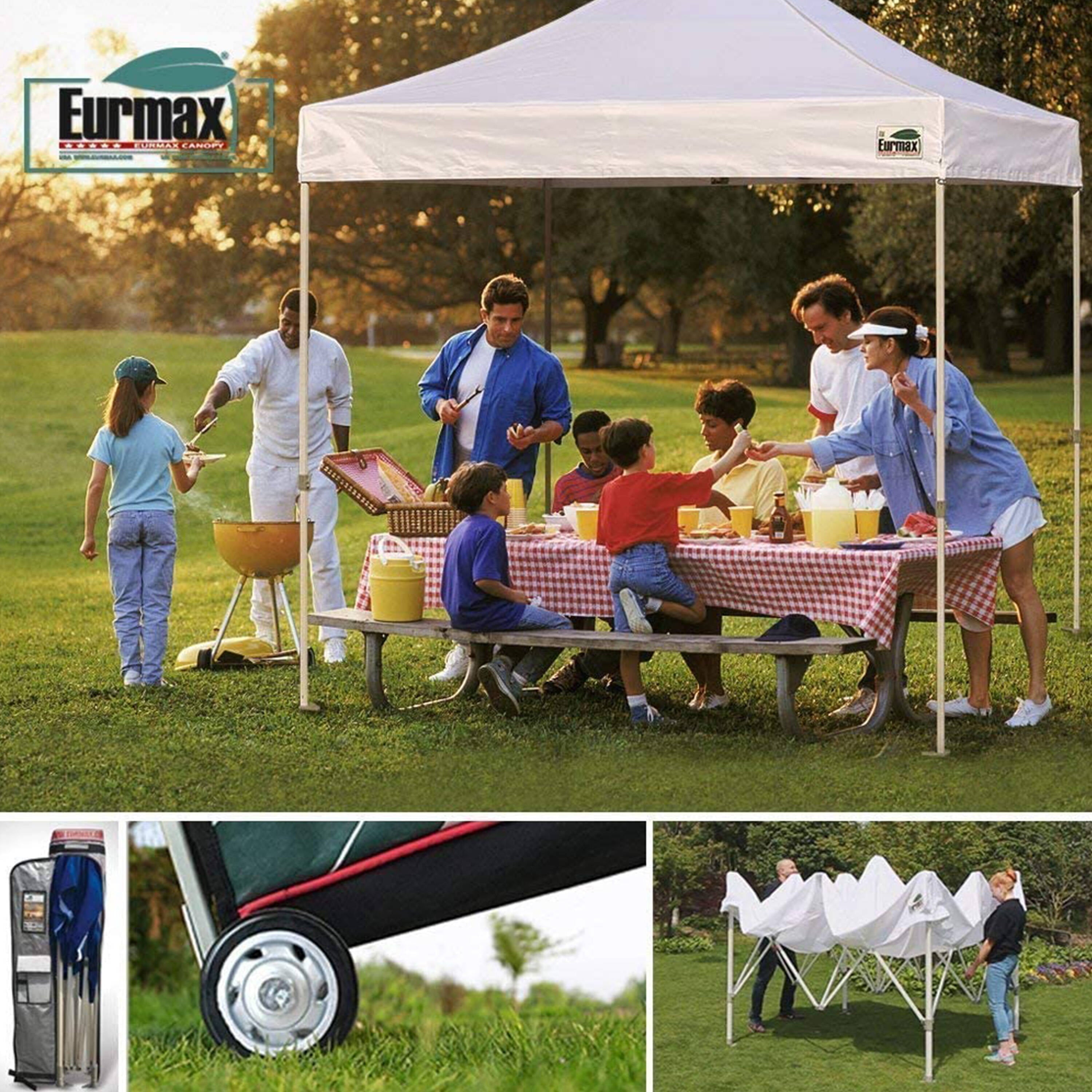 Eurmax 5x5 Pop up Canopy Outdoor Heavy Duty Tent,Beige