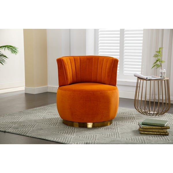 360 Degree Swivel Barrel Accent Chair， Round Backrest Chair， Fluffy Velvet Fabric Lazy Sofa Single Sofa Chair