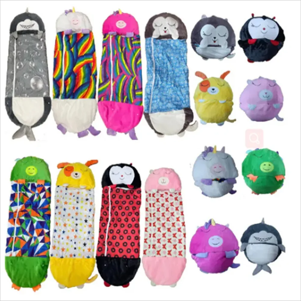 Creative new foldable children's cartoon animals warm and kick   proof outdoor camping sleeping bag