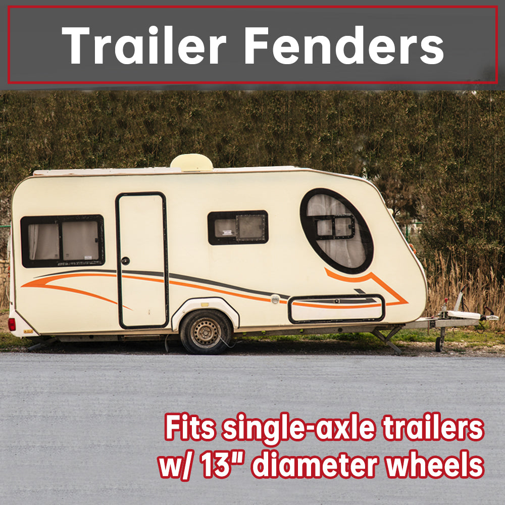 HECASA Black Pair of Single Axle Trailer Fenders Fits 13 Inch Wheels Tire Size Skirt Boat - 39.7