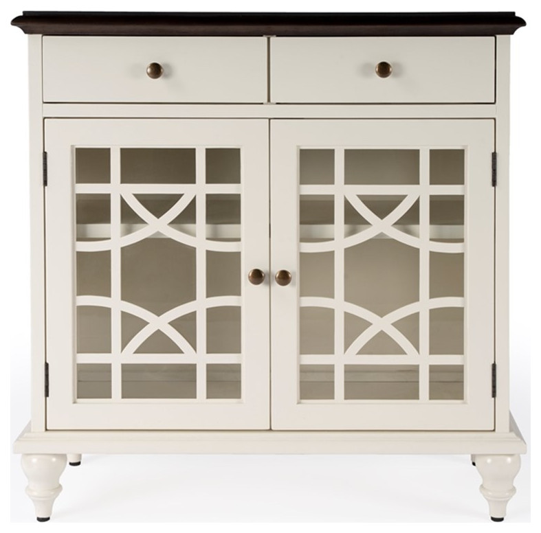 Bowery Hill Traditional Wooden 2 Door 2 Drawer Cabinet   White   Traditional   Accent Chests And Cabinets   by Homesquare  Houzz